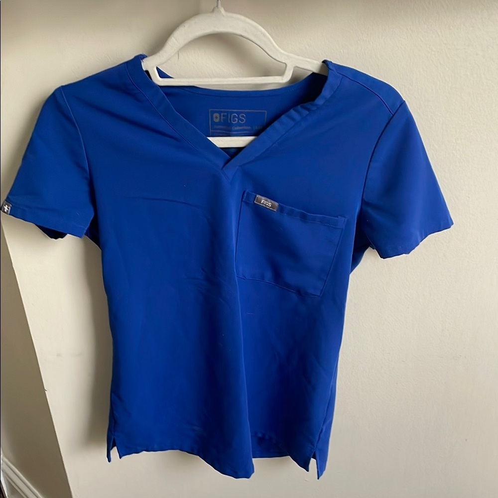 FIGS Blue Scrub Top and 2 pairs of pants